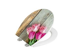 WENKO WC-Sitz mit Absenkautomatik Tulip grau, rosa