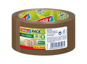 Pack Eco & Strong - Umweltschonendes Paketband aus 100 % recyceltem Kunststoff, uv- und alterungsbeständig - Braun - 66 m x 50 mm - braun - Tesa
