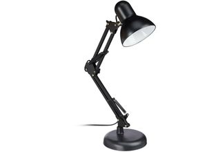 Retro Schreibtischlampe, Gelenk-Arm, schwenkbar, Büro Leselampe, Metall, E27, HxBxT: 50 x 27 x 15 cm, schwarz - Relaxdays