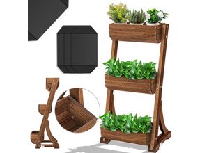 KESSER® Hochbeet mit Etagen Premium Blumenkasten Blumentreppe Pflanztreppe - Gemüsebeet Kräuterbeet Pflanzkübel Frühbeet Blumenbeet Pflanzkasten inkl. Gartenvlies- Beet für Terrasse Balkon & Garten