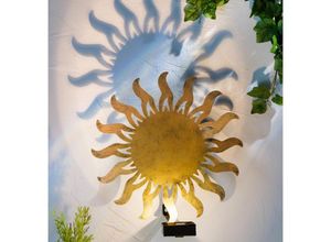 Solar Wandleuchte Sonne im antik bronze Look - Ø 30 cm - LED Garten Deko Wand Beleuchtung