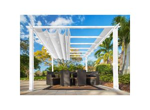 Paragon Outdoor Almuiminium Pergola Florida Pavillon mit ausziehbarem Sonnensegel weiß 350 x 350 x 235 cm (L x B x H)