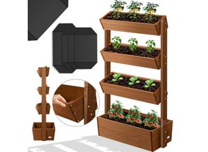 KESSER® Hochbeet mit Etagen Premium Blumenkasten Blumentreppe Pflanztreppe - Gemüsebeet Kräuterbeet Pflanzkübel Frühbeet Blumenbeet Pflanzkasten inkl. Gartenvlies- Beet für Terrasse Balkon & Garten