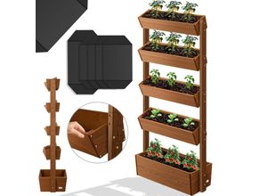 KESSER® Hochbeet mit Etagen Premium Blumenkasten Blumentreppe Pflanztreppe - Gemüsebeet Kräuterbeet Pflanzkübel Frühbeet Blumenbeet Pflanzkasten inkl. Gartenvlies- Beet für Terrasse Balkon & Garten