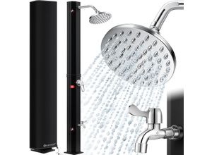 KESSER® Solardusche 40- 60 Liter Solar Gartendusche warmes Wasser max. 60°C Inkl. Metall-Duschablage & Schutzhaube Pooldusche Camping Regenduschkopf und Wasserhahn Gartenschlauch-Anschluss
