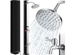 KESSER® Solardusche 40- 60 Liter Solar Gartendusche warmes Wasser max. 60°C Inkl. Metall-Duschablage & Schutzhaube Pooldusche Camping Regenduschkopf und Wasserhahn Gartenschlauch-Anschluss