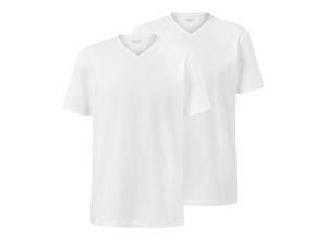 2 T-Shirts mit V-Ausschnitt - Weiss - Gr.: S