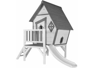 Spielhaus Cabin xl in Weiß mit Rutsche in Weiß Stelzenhaus aus fsc Holz für Kinder Kleiner Spielturm für den Garten - Grau - AXI
