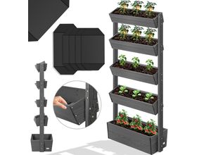 KESSER® Hochbeet mit Etagen Premium Blumenkasten Blumentreppe Pflanztreppe - Gemüsebeet Kräuterbeet Pflanzkübel Frühbeet Blumenbeet Pflanzkasten inkl. Gartenvlies- Beet für Terrasse Balkon & Garten