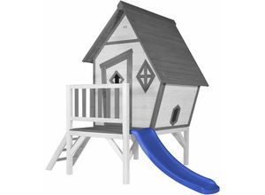 Spielhaus Cabin xl in Weiß mit Rutsche in Blau Stelzenhaus aus fsc Holz für Kinder Kleiner Spielturm für den Garten - Grau - AXI