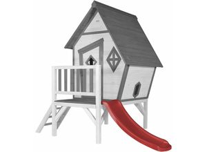 Spielhaus Cabin xl in Weiß mit Rutsche in Rot Stelzenhaus aus fsc Holz für Kinder Kleiner Spielturm für den Garten - Weiß - AXI