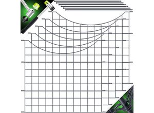 KESSER® Teichzaun Gartenzaun Steckzaun Komplettset Metall Zaunelemente Inkl. Hammer + Befestigungsstäben, Zaun zum stecken für Garten, Oberbogen Rund Gitterzaun Set Freigehege für Hunde