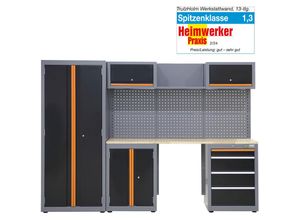 Baumarktplus - Werkstattwand 13-tlg. Modulares Werkstattschranksystem aus Stahl Werkstatteinrichtung in orange