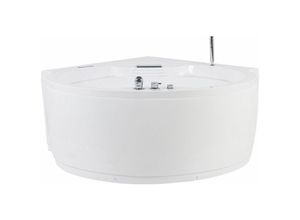 Whirlpool-Badewanne Eckbadewanne Weiß 150 x 114 cm mit Massagefunktion und led Rund Modern Glamour - Weiß