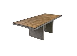 Tisch BRAGA 220cm grau Polyrattan Akazie Gartentisch Garten Gartenmöbel Möbel
