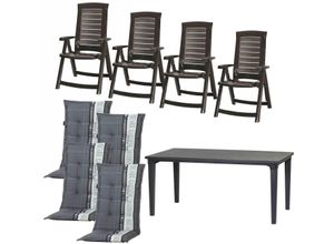 Allibert Garten-Essgruppe Aruba / Futura, (Set, 9-tlg), bestehend aus 4 Sesseln und 1 Tisch, grau