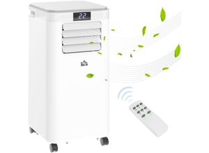 Homcom - Mobile Klimaanlage 4-in-1 Klimagerät mit Abluftschlauch 24h Timer mit Fernbedienung Nutzungsraum13-18㎡ 900W abs Weiß+Grau 38 x 35 x 70,5 cm