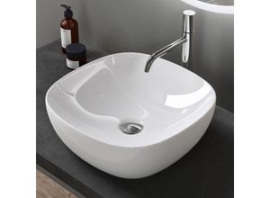 Aufsatzwaschbecken Keramik Waschbecken Waschschlae 405x405x140 mm Gäste-WC weiß glänzend Handwaschbecken Waschtisch Brüssel104 - Glänzend weiß