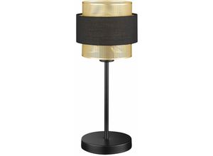 Tischlampe schwarz gold Metall Tischleuchte Schlafzimmer Nachttischlampe schwarz gold, Eisen Stahl, E27 Fassung, DxH 20x44 cm Wofi 11774
