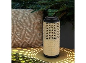 Solarleuchte Lampe Bambus Garten Solarlampen Rattan Balkon Solar Laterne zum hinstellen und aufhängen, 1x led warmweiß, DxH 12 x 45 cm