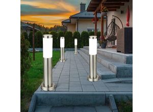 4x led Außen Stehleuchte Standlampe Beleuchtung Weg-Licht Edelstahl IP44 geeignet für Garten, Hof, Weg, Eingangsbereich, Veranda, Terrasse