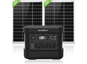 Eco-worthy - 1000W(Spitze 2000W) 1024Wh Portable Power Station mit 2 x 120W Solarpanel, Tragbares Powerstation Solar Generator Bundle für Home