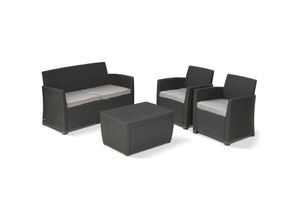 Set Lounge mia Grafite Sofa + 2 Sessel + Aufbewahrungstisch - Keter