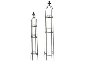 Etc-shop - 2er Set Rank Gitter Hilfen Garten Obelisk Rosen Turm Säule Terrasse Außen Spalier Eisen schwarz