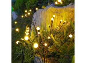 10 Lichter Wasserdichtes Glühwürmchen-förmiges Solar-LED-Licht für den Außenbereich, Gartendekoration, dekoratives Landschaftslicht, warmes Farblicht