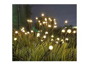 Solar-LED-Glühwürmchen-Form, wasserdicht, für den Außenbereich, Gartendekoration, dekoratives Landschaftslicht, warmes Farblicht, 6 Lichter