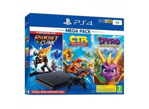 PlayStation 4 Slim 1000GB - Jet black + Crash Team Racing + Spyro Reignited Trilogy + Ratchet & Clank