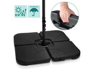 Schirmgewicht 4er-Set Quad für Schirmständer mit 60 Liter Wasser oder 80 kg Sand befüllbar hdpe Kunststoff Sonnen-Schirmständer - Schwarz - Tolletour