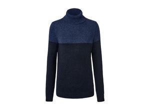 Rollkragen-Pullover - Blau/Meliert - Gr.: XL