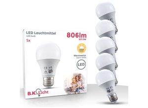 B.k.licht - 5x led Leuchtmittel E27 warmweiß 9W Energiespar-Lampen Lampe Glüh-Birne 230V set - 20