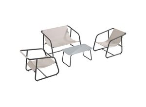 4-teilige Gartenmöbel-Set Gartensitzgruppe Loungemöbel, 1 Sofa, 2 Sessel, 1 Tisch, 110 x 70 x 70 cm, Cremeweiß + Schwarz - Cremeweiß