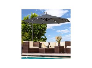 Luxus Sonnenschirm mit LED Beleuchtung Ampelschirm 300cm Solar Garten Schirm Pavillon in Anthrazit