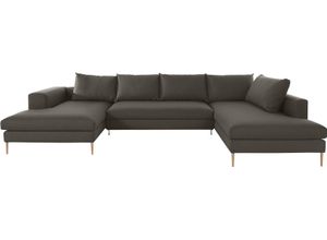 Wohnlandschaft OTTO PRODUCTS "Finnja, U-Form", grün, B:351cm H:83cm T:210cm, Struktur fein: aus recycleten PET-Flaschen (100% PES), Sofas, Wohnlandschaft