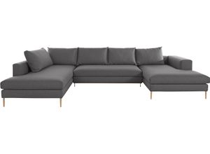 Wohnlandschaft OTTO PRODUCTS "Finnja, U-Form", grau (dunkelgrau), B:371cm H:83cm T:210cm, Struktur fein: aus recycleten PET-Flaschen (100% PES), Sofas, Wohnlandschaft