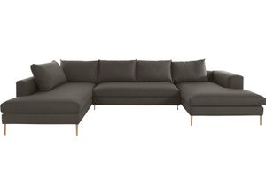 Wohnlandschaft OTTO PRODUCTS "Finnja, U-Form", grün, B:351cm H:83cm T:210cm, Struktur fein: aus recycleten PET-Flaschen (100% PES), Sofas, Wohnlandschaft