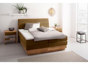 Boxspringbett OTTO PRODUCTS "Jenna", braun (bronzo), B:184cm L:216cm, Komplettbetten, Boxspringbett, ohne LED-Beleuchtung, mit zertifizierten, recycelten Bezugsstoffen