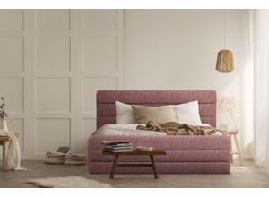 Polsterbett OTTO PRODUCTS "Merrit", rot (rot, grau), B:193cm H:124cm L:214cm, Struktur (70% recyceltes Polyester, 30% Polyester), Betten, Polsterbett Polsterbett ohne Bettkasten, Quernaht im Kopf- und Fußteil, in 5 Breiten, auch in 220 cm Länge