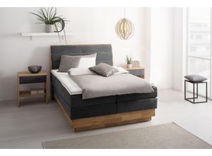 Boxspringbett OTTO PRODUCTS, grau (ferro), B:164cm L:216cm, Komplettbetten, Boxspringbett, LED-Beleuchtung, mit zertifizierten, recycelten Bezugsstoffen