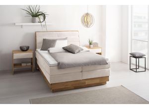Boxspringbett OTTO PRODUCTS "Jenna", beige (sabbia), B:164cm L:216cm, Komplettbetten, Boxspringbett, ohne LED-Beleuchtung, mit zertifizierten, recycelten Bezugsstoffen