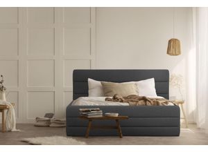 Polsterbett OTTO PRODUCTS "Merrit", grau (anthrazit), B:213cm H:124cm L:234cm, Struktur (70% recyceltes Polyester, 30% Polyester), Betten, Polsterbett Polsterbett ohne Bettkasten, Quernaht im Kopf- und Fußteil, in 5 Breiten, auch in 220 cm Länge