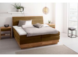 Boxspringbett OTTO PRODUCTS "Jenna", braun (bronzo), B:204cm L:216cm, Komplettbetten, Boxspringbett, ohne LED-Beleuchtung, mit zertifizierten, recycelten Bezugsstoffen