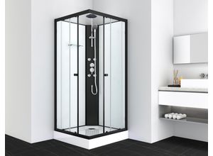 Komplettdusche SANOTECHNIK "Komplettduschkabine STIL", weiß (schwarz matt), B:90cm H:225cm T:90cm, Duschkabinen, Maße: 90x90x225cm
