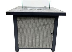 Feuerstelle TEPRO "Medfield", grau (anthrazit, grau), B:76,5cm H:65,5cm L:76,5cm, Blech, Edelstahl, Glas, Feuerkörbe, Gasfeuerstelle, BxLxH: 76,5x76,5x65,5 cm