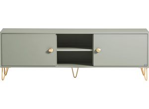 TV-Board "Looks Organic", grün (pistazie), B:160,0cm H:53,2cm T:39,0cm, FSC-zertifizierter Holzwerkstoff, LOOKS BY WOLFGANG JOOP, Sideboards, Mit hochwertigen Metallbeschlägen und Softclose-Scharnieren