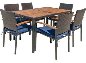 Garten-Essgruppe GARDEN PLEASURE "Tischgruppe »BILBAO«", schwarz (schwarz, schwarz), Stahl, FSC-zertifizierter Holzwerkstoff, Wicker/Kunststoffgeflecht, Sitzmöbel-Sets, 6 Stühle, Tisch LxB: 150x90 cm, inkl Auflagen