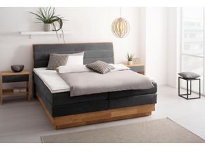 Boxspringbett OTTO PRODUCTS, grau (ferro), B:204cm L:216cm, Komplettbetten, Boxspringbett, LED-Beleuchtung, mit zertifizierten, recycelten Bezugsstoffen